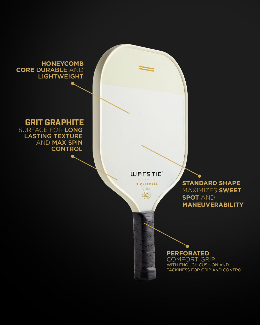 WSPB3E ELITE | STANDARD SHAPE | GRAPHITE SURFACE PICKLEBALL PADDLE