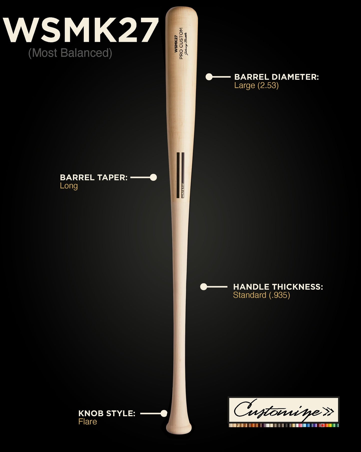 MATT KEMP Signature WSMK27 CUSTOM WOOD BAT
