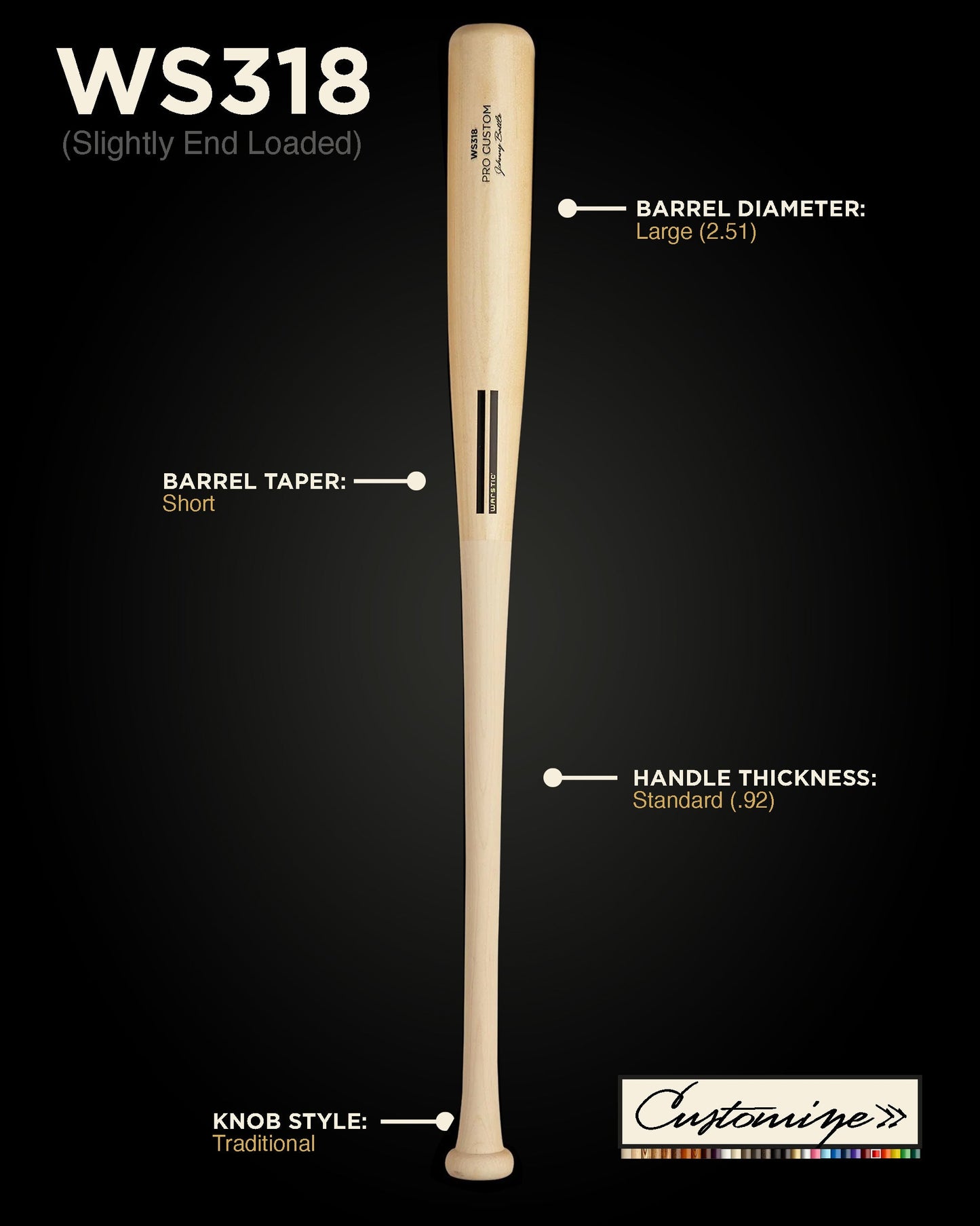 WS318 CUSTOM WOOD BAT