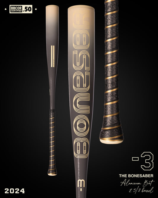 2024 BONESABER GRAY SMOKE BBCOR METAL BASEBALL BAT