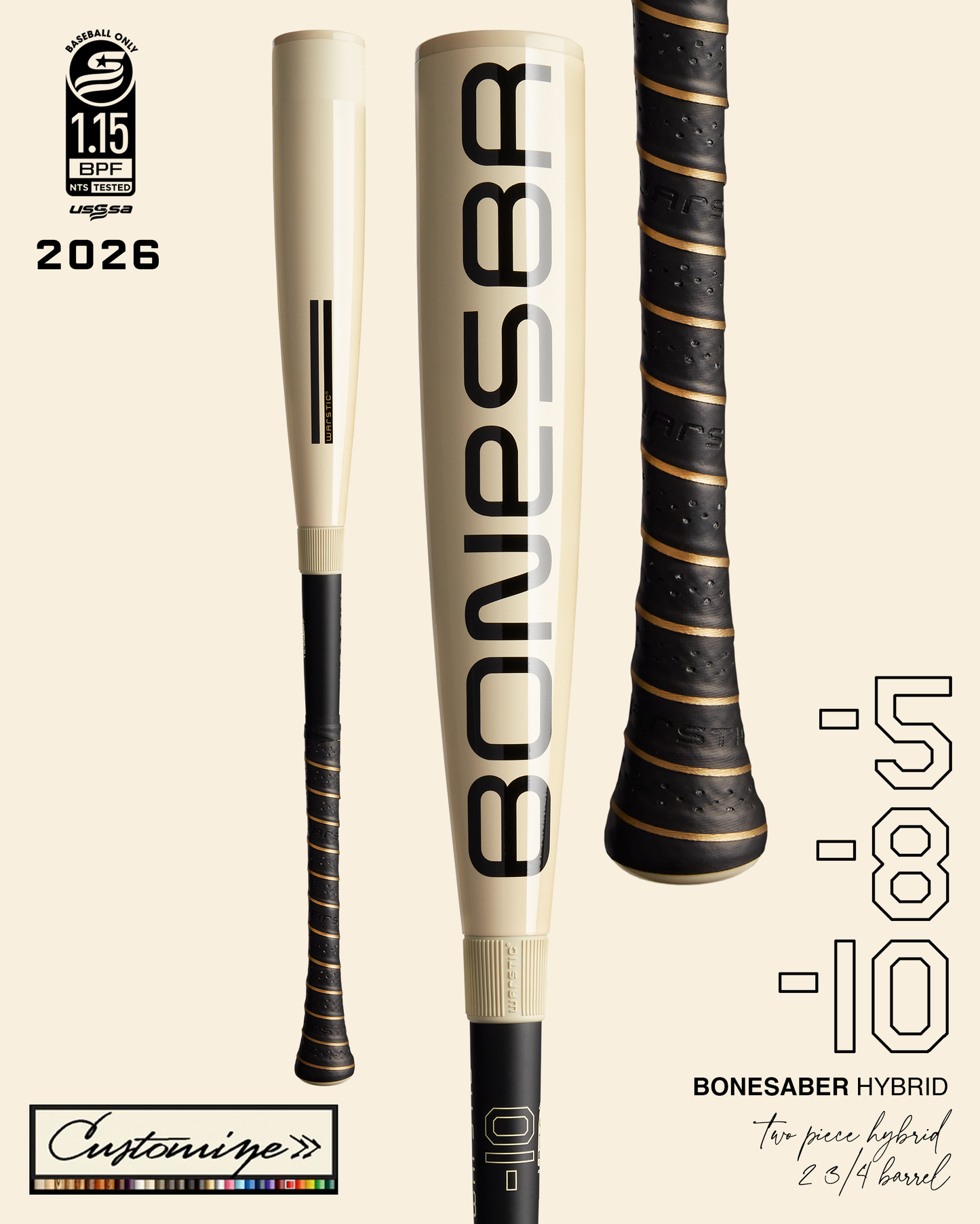 2026 CUSTOM BONESABER HYBRID USSSA METAL BASEBALL BAT
