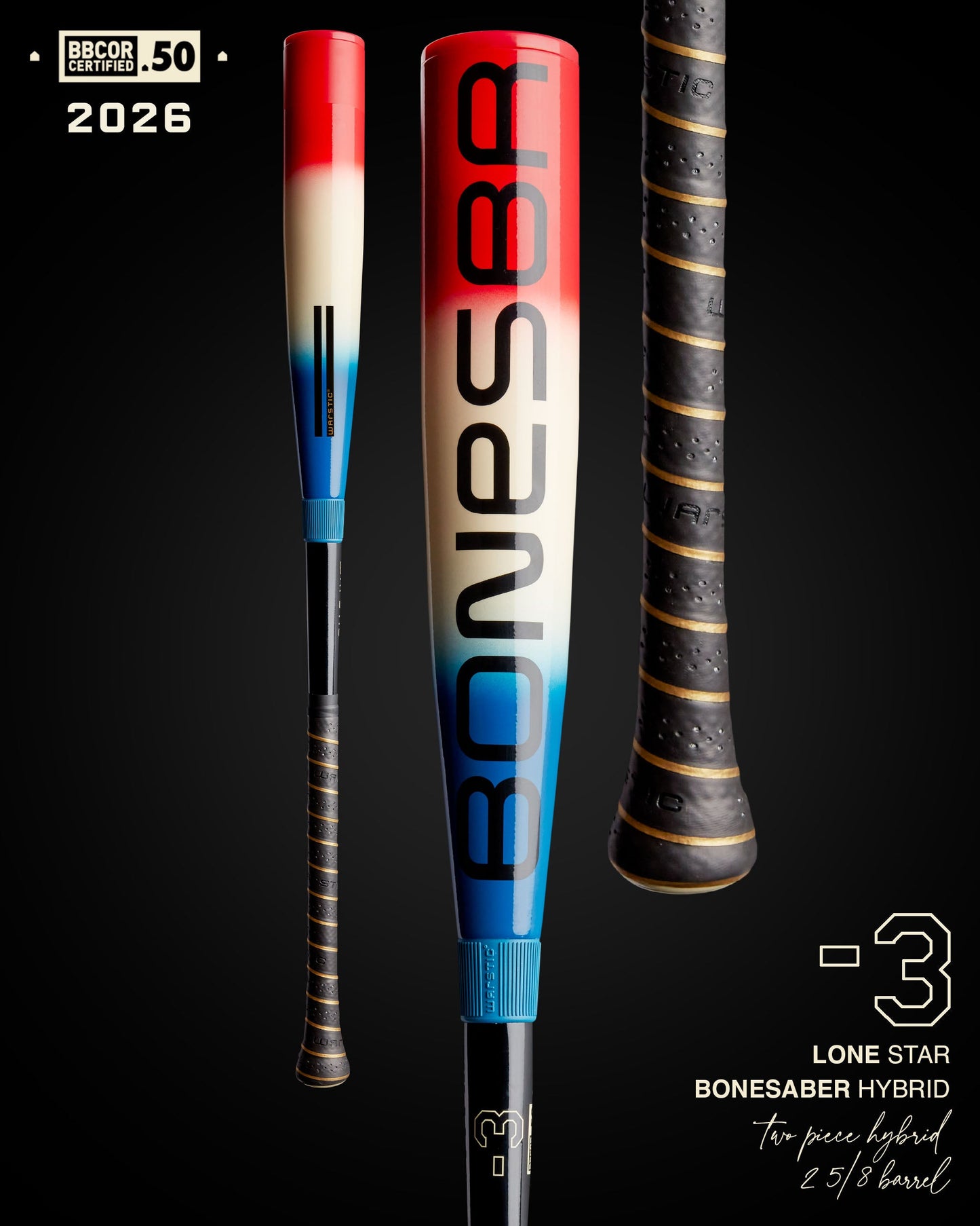 2026 BONESABER HYBRID LONE STAR LIMITED EDITION BBCOR METAL BASEBALL BAT