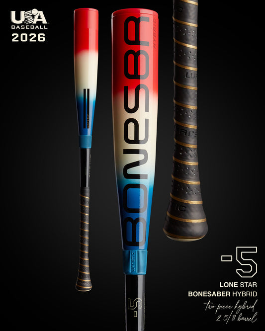 2026 BONESABER HYBRID LONE STAR USA METAL BASEBALL BAT -5