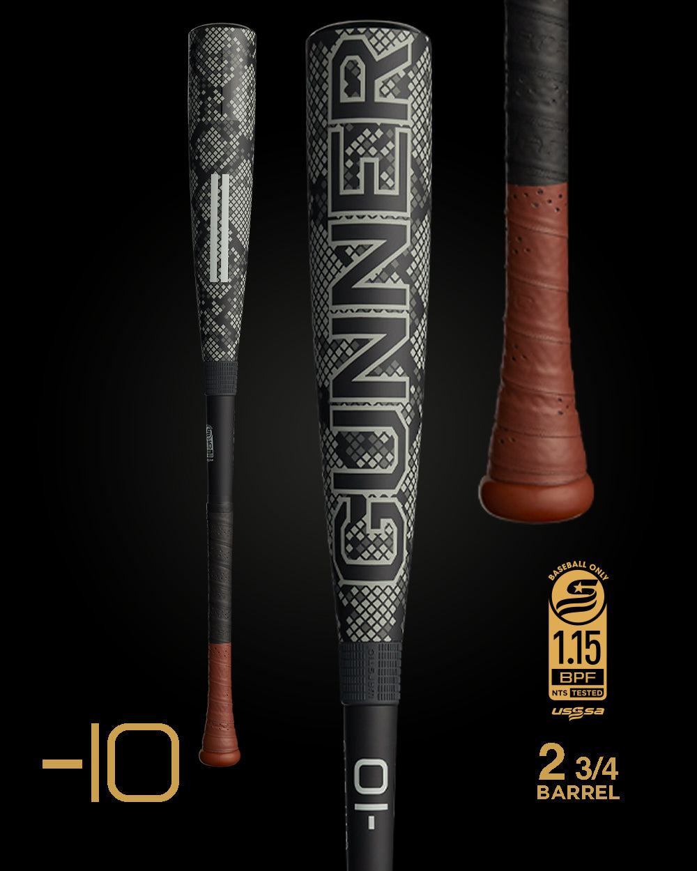 2024 GUNNER BLACK VIPER EDITION USSSA METAL BASEBALL BAT
