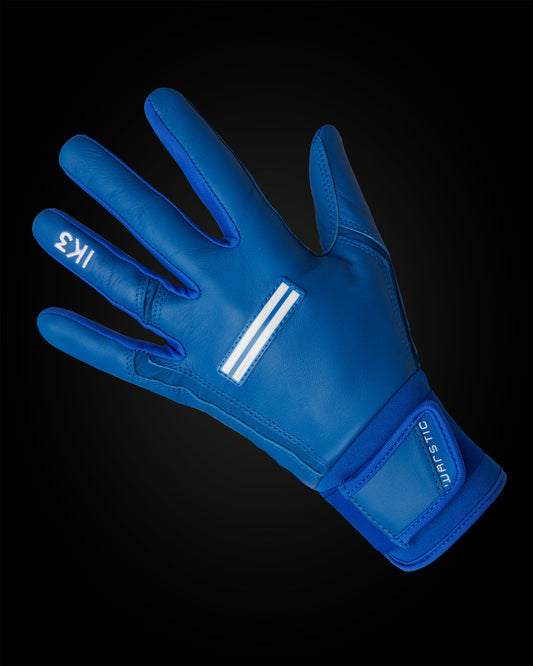 IK3 PRO CABRETTA LONG CUFF BATTING GLOVES "BLUE"