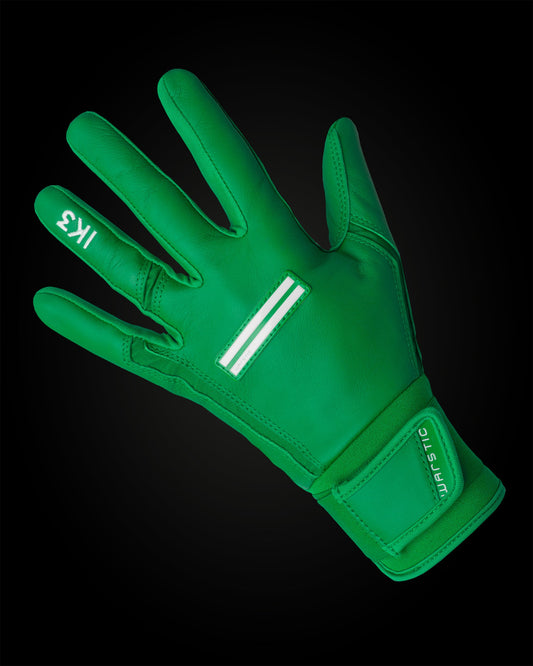 IK3 PRO CABRETTA LONG CUFF BATTING GLOVES "GREEN"