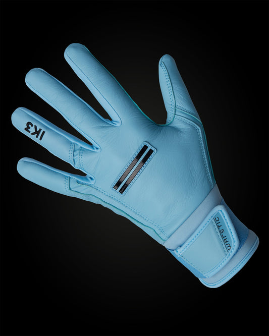 IK3 PRO CABRETTA LONG CUFF BATTING GLOVES "LIGHT BLUE"