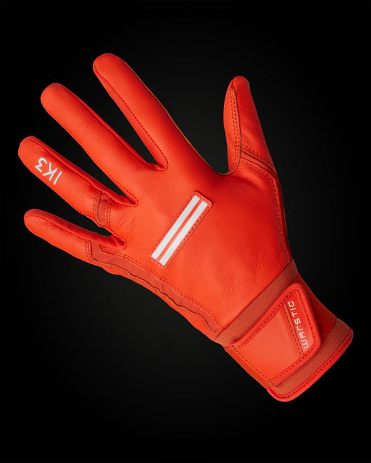 IK3 PRO CABRETTA LONG CUFF BATTING GLOVES "ORANGE"