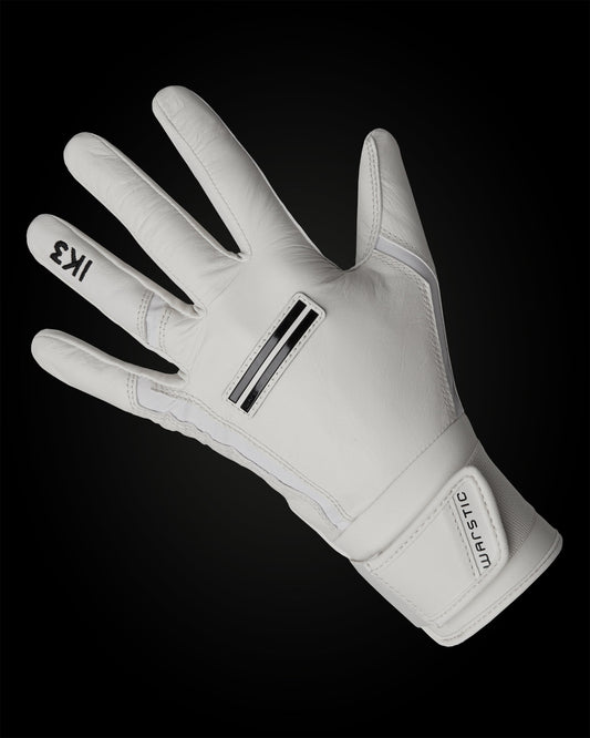IK3 PRO CABRETTA LONG CUFF BATTING GLOVES "WHITE"