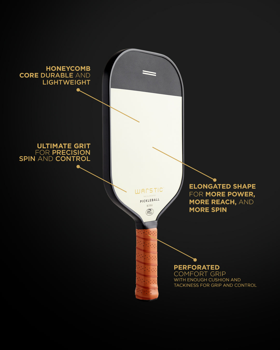WSPB4 PRO ELONGATED SHAPE | COMPOSITE SURFACE PICKLEBALL PADDLE