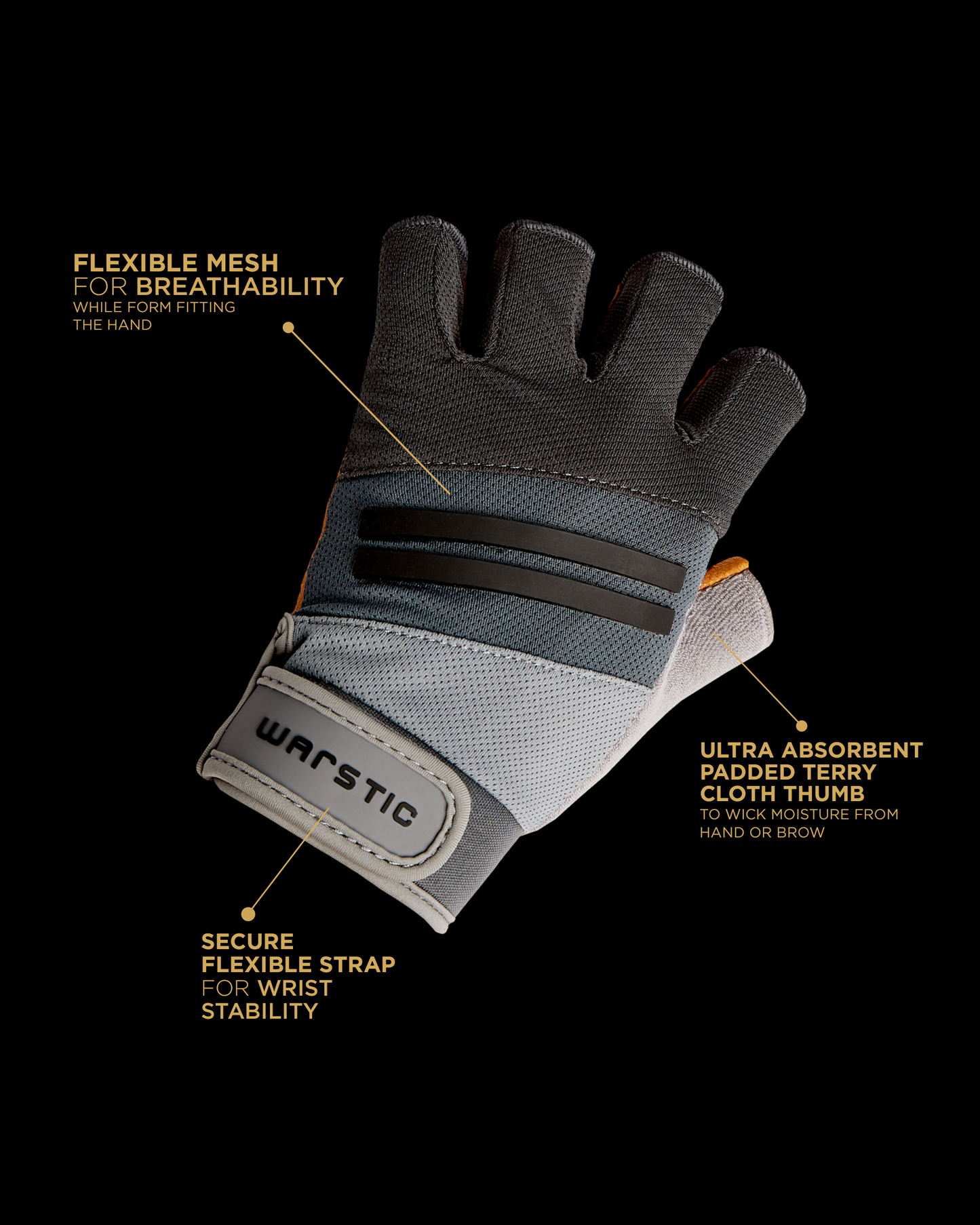 WARSTIC PICKLEBALL GLOVE (GRAY/BLACK)