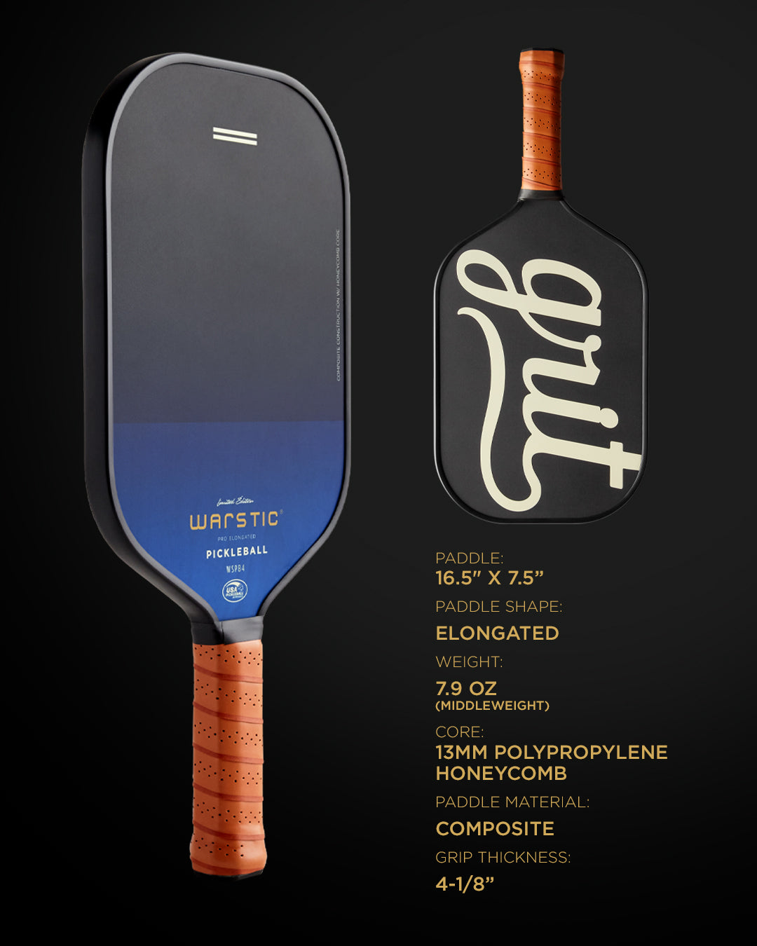 WSPB4 PRO ELONGATED SHAPE | COMPOSITE SURFACE PICKLEBALL PADDLE - LTD ED ROYAL GRIT