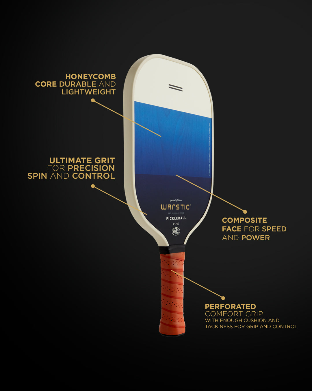 WSPB3 PRO STD ISSUE | STANDARD SHAPE | COMPOSITE SURFACE PICKLEBALL PADDLE - LTD ED ROYAL GRIT