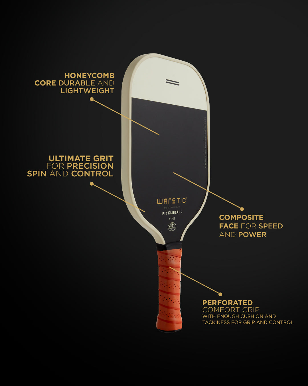 WSPB3 PRO STD ISSUE | STANDARD SHAPE | COMPOSITE SURFACE PICKLEBALL PADDLE