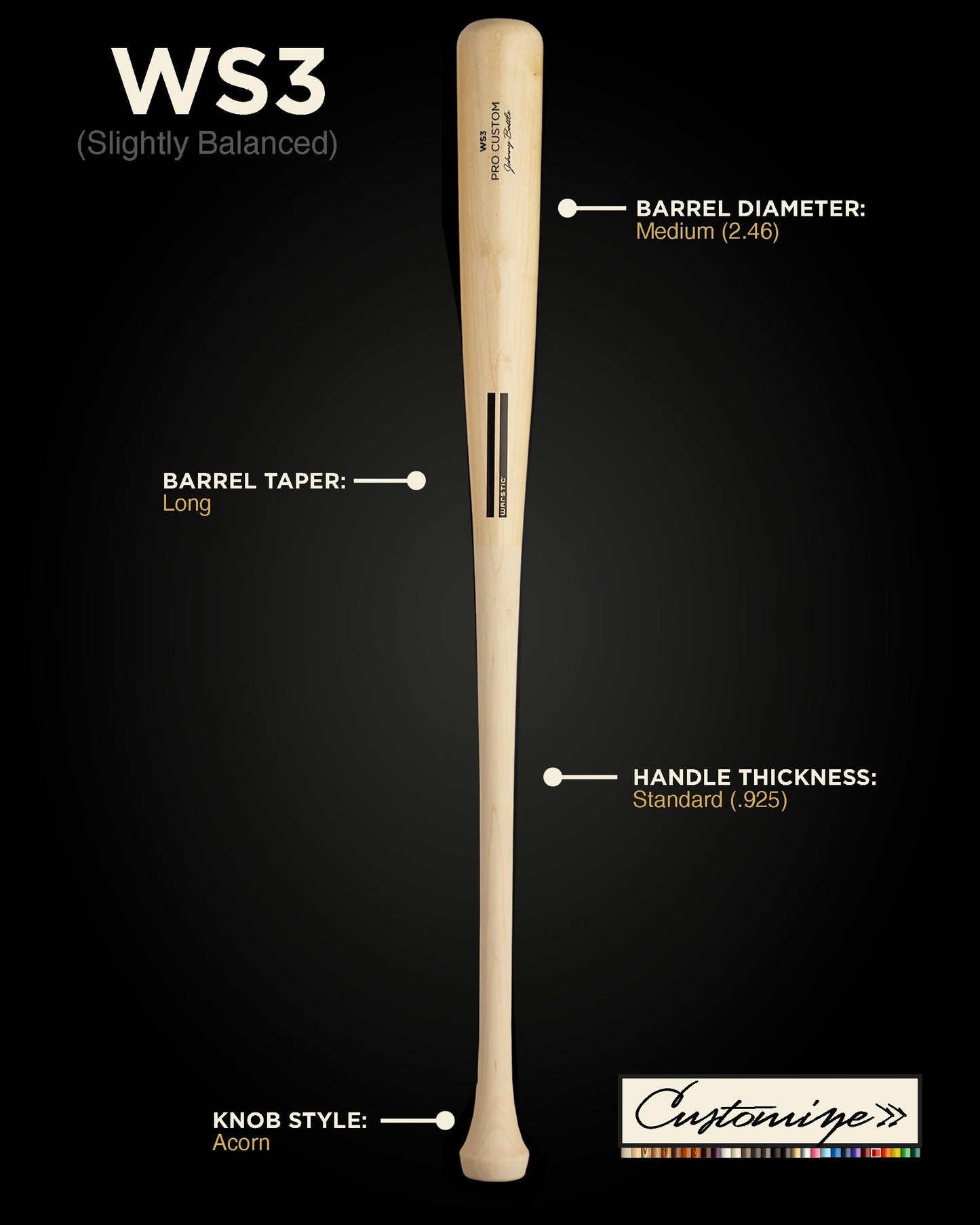 WS3 CUSTOM WOOD BAT