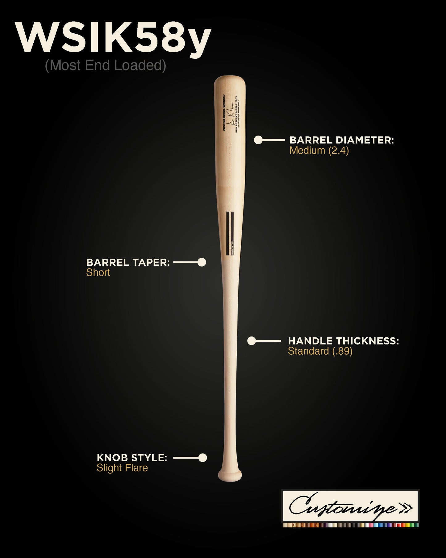 IAN KINSLER Signature WSIK58Y YOUTH CUSTOM WOOD BAT